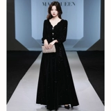 Черное бархатное вечернее платье, элитная юбка, коллекция 2023, городской стиль