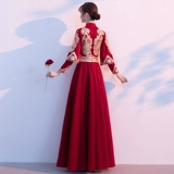 Вечернее платье, ципао, бордовый традиционный свадебный наряд Сюхэ, юбка, китайский стиль, коллекция 2023, премиум класс