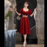 Бордовое вечернее платье, короткая юбка для принцессы, коллекция 2023, подходит для подростков