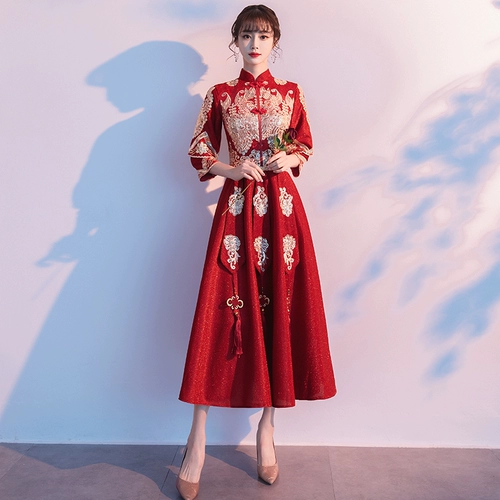 Вечернее платье, ципао, свадебное платье, традиционный свадебный наряд Сюхэ, китайский стиль, подходит для подростков