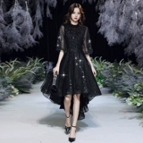 Черные блестки для ногтей, вечернее платье, элитная юбка, французский стиль, новая коллекция, изысканный стиль, легкий роскошный стиль