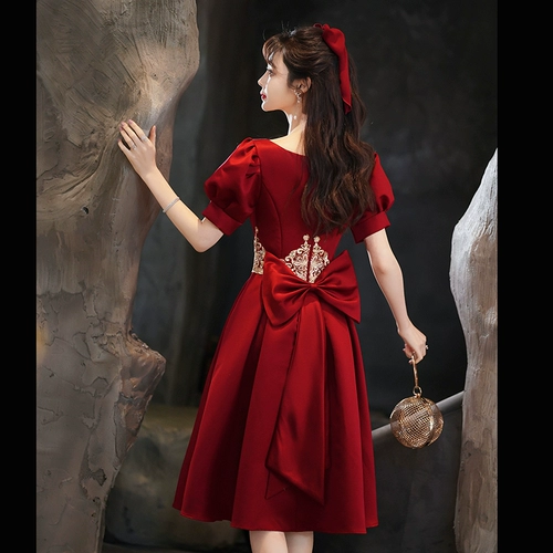 Бордовое вечернее платье, короткая юбка для принцессы, коллекция 2023, подходит для подростков