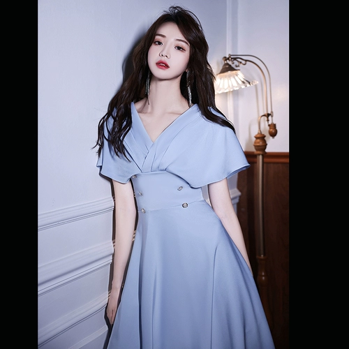 Вечернее платье, элитная синяя юбка, подходит для подростков, изысканный стиль