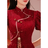 Ципао, красное цветное вечернее платье, подходит для подростков, изысканный стиль, китайский стиль