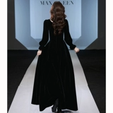 Вечернее платье, юбка, элитный бархатный черный цветной лонгслив, городской стиль, изысканный стиль