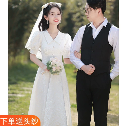 Белое свадебное платье, подходит для подростков, французский стиль, квадратный вырез