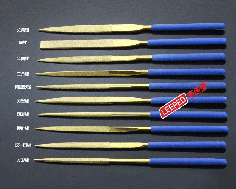 High efficiency high quality titanium plated diamond file Diamond flat oblique file group plastic file Emery file 10 pieces