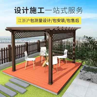 Courtyard anti-corrosion wood floor grape rack Finnish wood-plastic planks Outdoor terrace garden fence guardrail installation Shanghai