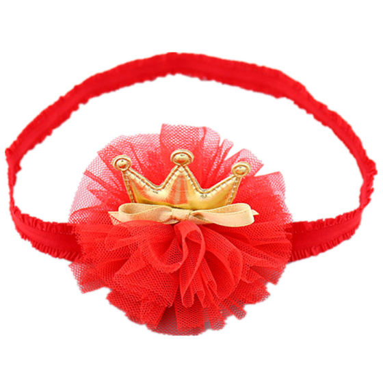 Baby girl headdress hundred days baby hair band Korean version of the red hooded flower 0 children 1 year old 2 hair accessories princess crown