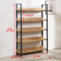 Modern bookshelf simple shelf living room bookcase steel wood combination storage shelf simple floor storage rack iron art