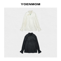 YOENMOM-day greens 2024 Early spring New products 100 genuine silk satin jacquard Chinese diagonal lapels collar shirt