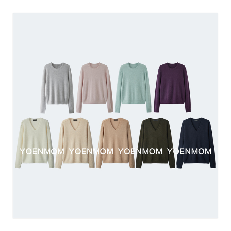 Yoenmom·Soft Focus·Lp Yarn Imported from Italy, Virgin Wool with Natural Texture, Round Neck Knitwear
