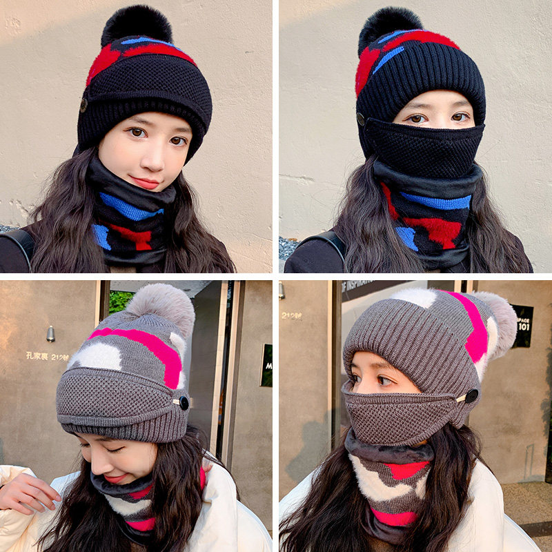 Rice straw man hat circumference neck integrated woman warm winter ear knit wool cord bicycling anti-chill 100 hitch head cap man