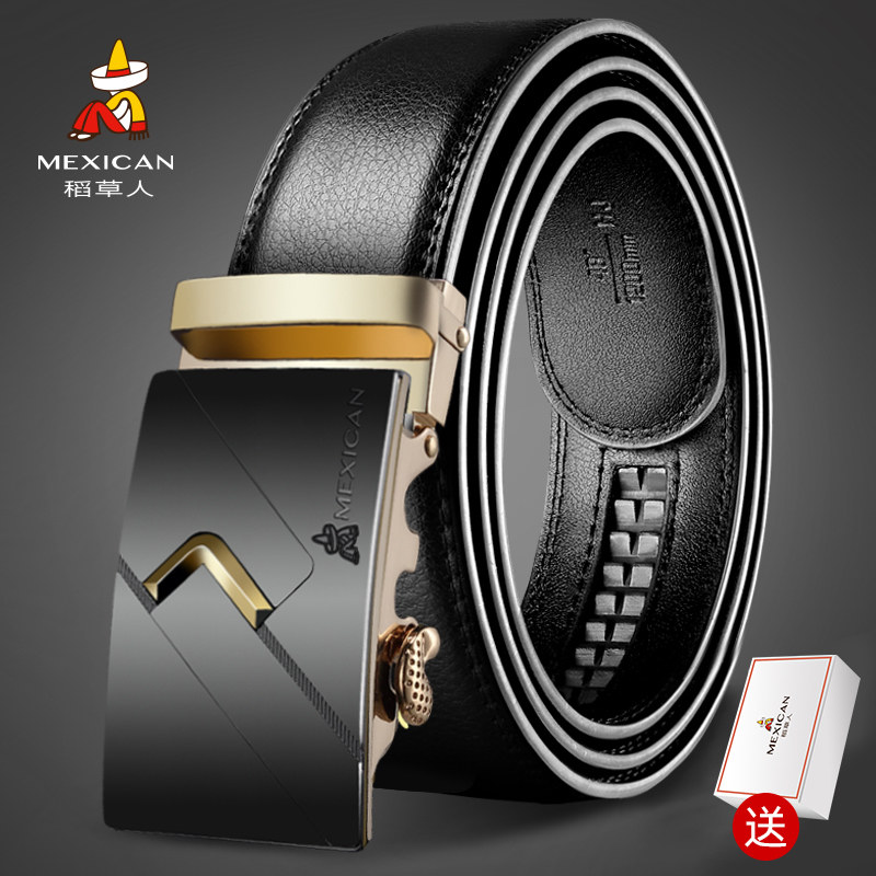Rice straw man men's leather belt genuine leather automatic buckle individuality trend belts Han version 100 hitch pants with young people