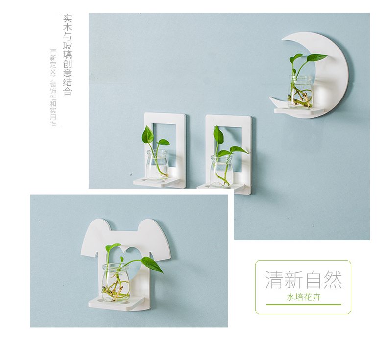 Bình thủy canh treo tường thủy tinh màu xanh lá cây thủy canh bình thủy sáng tạo tường cây bình phòng khách trang trí treo bình - Vase / Bồn hoa & Kệ chau nhua trong cay