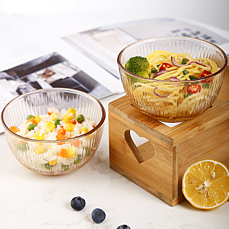 Xile buckle amber glass bowl household fruit salad bowl ins net red student instant noodles high temperature rice bowl