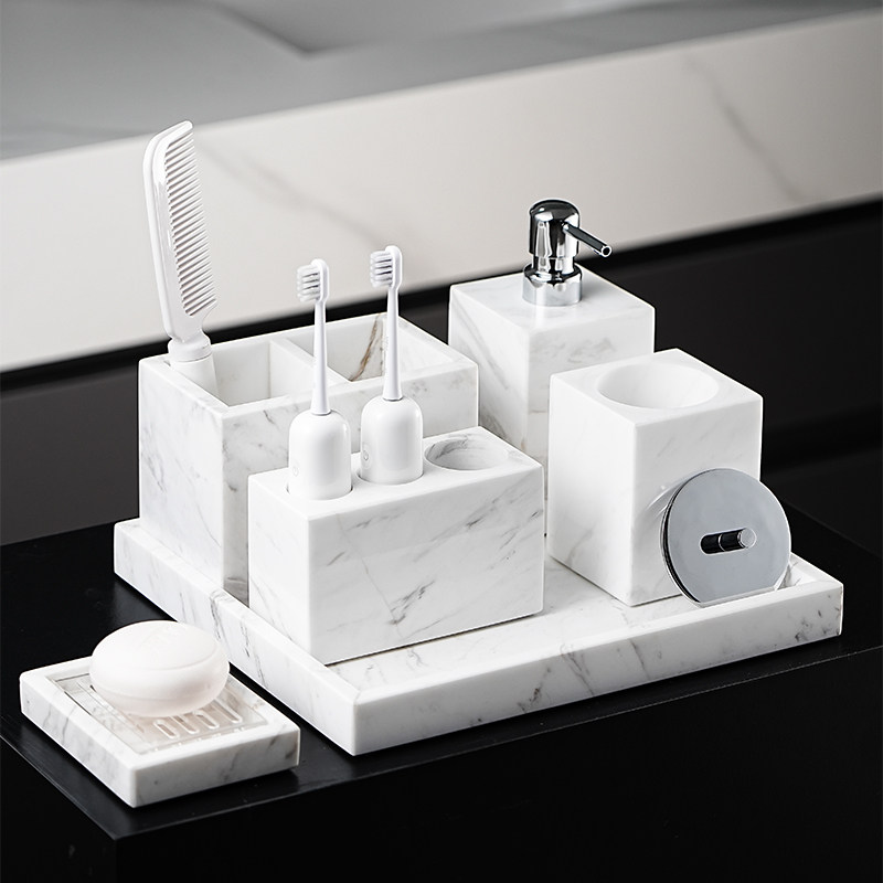 Jazz white marble bathroom accessory set | high-end hotel style ...