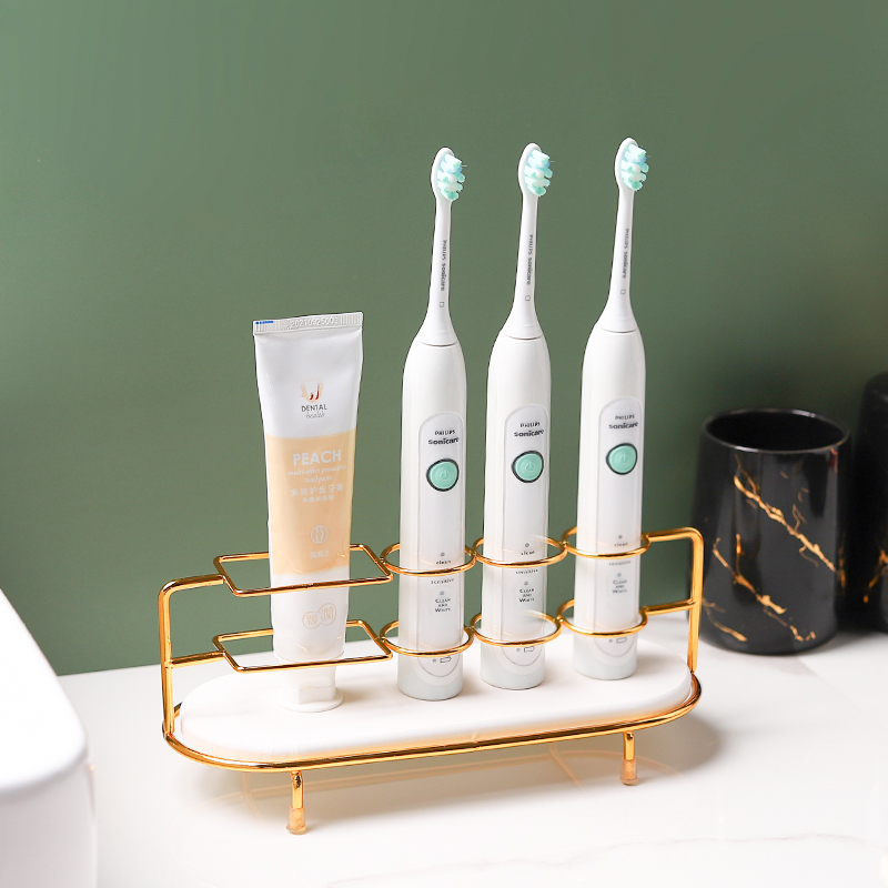 High-grade gold electric toothbrush holder table top storage place toothbrush toothpaste holder with diatom mud absorbent cool pad bathroom household