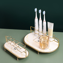 Electric toothbrush rack suit toothpaste rack wash mouthwash cup toothbrushing cup shelf placing frame holder printed silicon algae mud suction pad