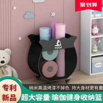 Yoga mat receives tube wheel fitness receives blue sports equipment tool to collect artifacts household shelves