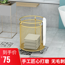 Nordic ins wind minimalist Dirty Clothes Basket Iron Art Containing Basket Home Light Lavish Clothing Containing Basket Bathroom Laundry Basket