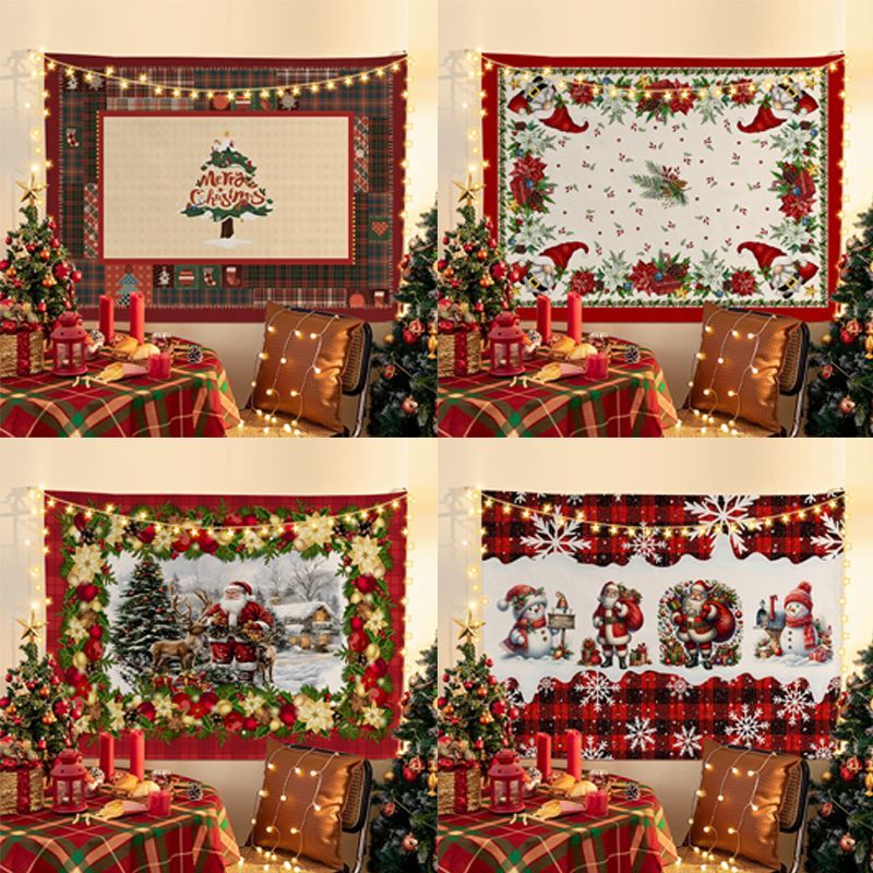 Christmas Decorative Background Cloth Christmas Photo Atmosphere Hanging Cloth Santa Claus Holiday Wall Cloth Tapestry Cloth