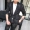 Mùa hè tay áo phù hợp với nam xu hướng phiên bản Hàn Quốc cá tính in bảy điểm tay áo ngắn Slim đẹp trai nhỏ màu đen - Suit phù hợp