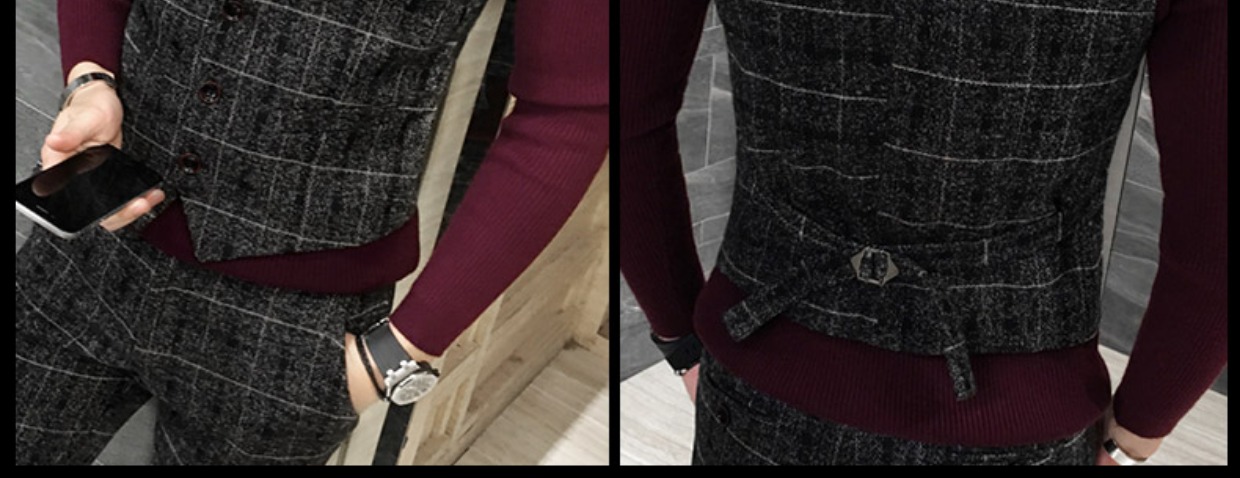 Bộ đồ kẻ sọc mùa xuân và mùa thu cho nam Bộ đồ ba mảnh tiếng Anh Bộ đồ vest nam quần nam