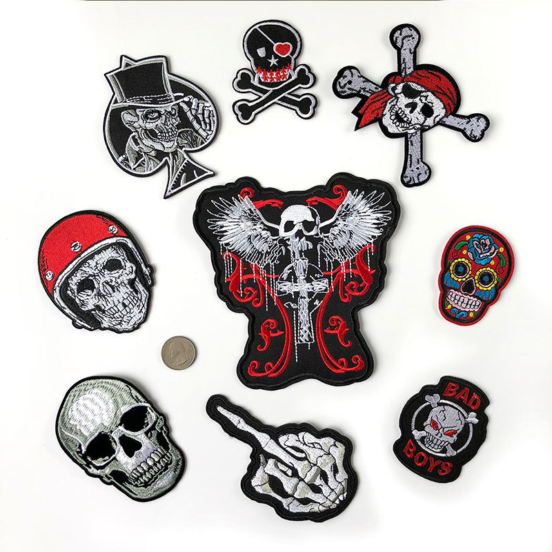 Skull Fabric Patch, European and American Punk Style, Evil and Quirky, Heart Wings, Bones, Clothing, Personalized DIY Decorative Accessories