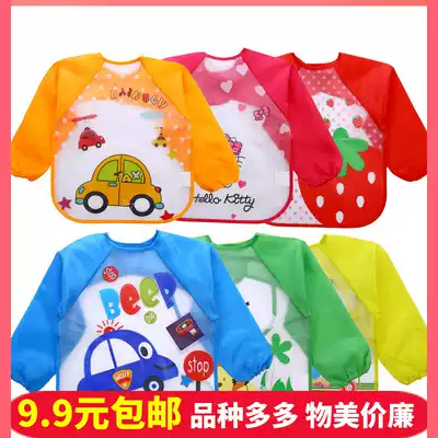 Baby summer waterproof EVA long sleeve cover eating bib clothes baby anti-dressing children children eat painting clothes