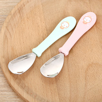 Childrens tableware set baby learning eating spoon Fork newborn baby supplementary food spoon stainless steel training rice spoon
