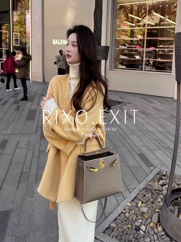 RIXO EXIT Шерстяное пальто, демисезонная двусторонная куртка, французский стиль, облегающий крой