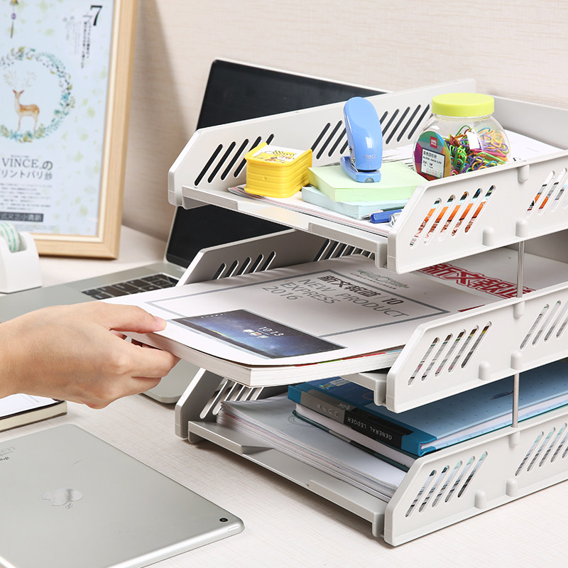 [USD 19.13] Effective office file shelf multi-layer folder three-layer ...