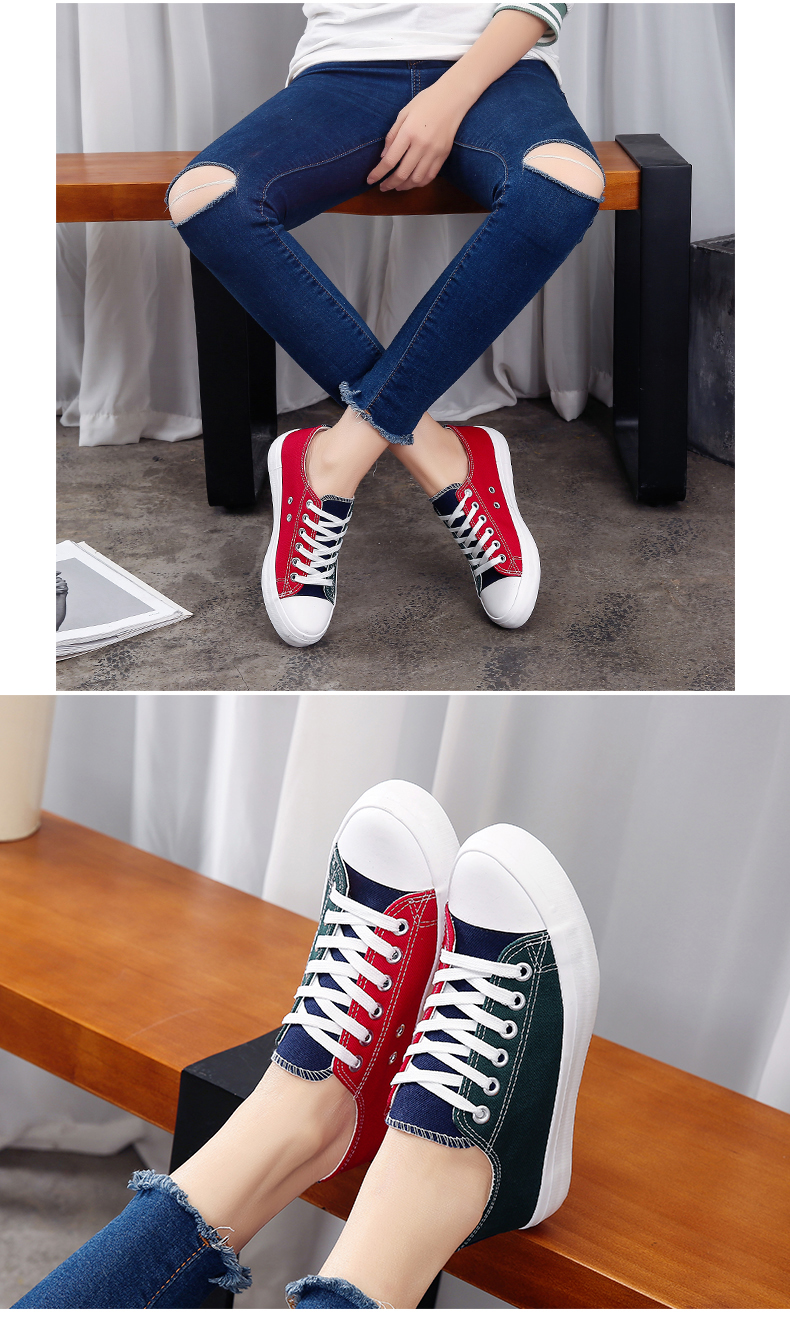 Xuân 2018 giày vải mới Giày nữ phiên bản Hàn Quốc của sinh viên hoang dã giản dị giày đen đế bằng giày trắng giày sneaker nữ