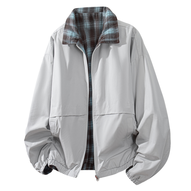 American-Style Plaid Reversible Jacket for Men, Spring 2026 New Casual Men's Workwear Lapel Plaid Coat Trendy American-Style Plaid Reversible Jacket for Men, Spring 2026 New Casual Men's Workwear Lapel Plaid Coat Trendy