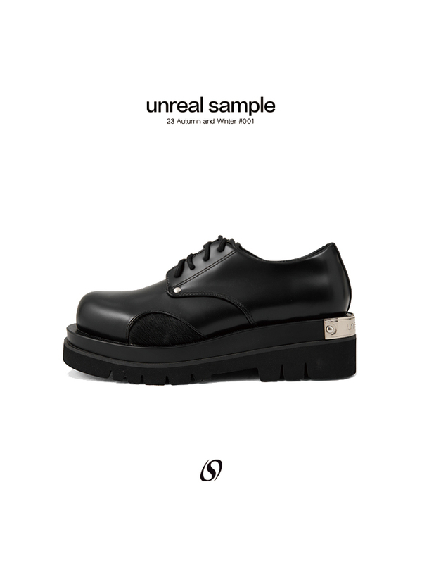 Original Design Round-Toe Leather Patchwork Metal-Decorated Derby Shoes Versatile Thick-Soled Shoes Cleanfit Leather Shoes