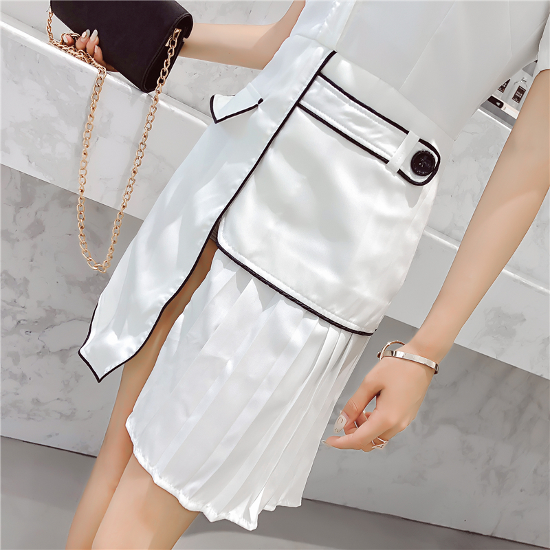 VK旗艦店 韓系Polo領單排扣不規則短袖洋裝