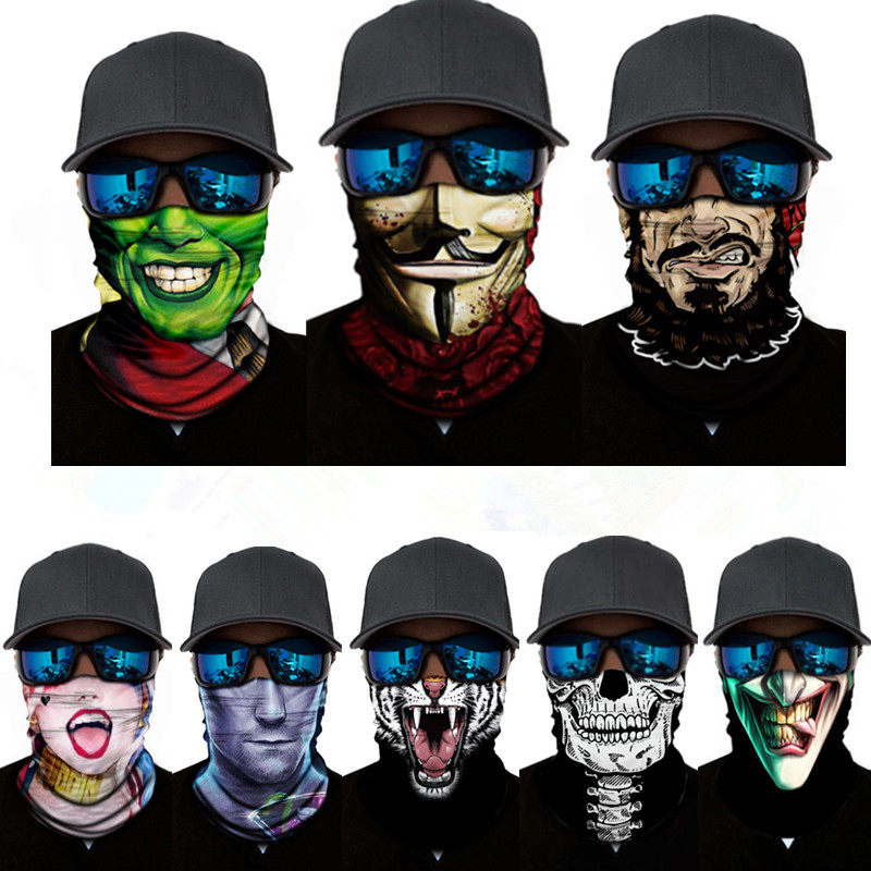 Clown Riding Face Towels Windproof neck cover full face Outdoor Skull and skull Freak Headscarf Locomotive Equipped Sunscreen 