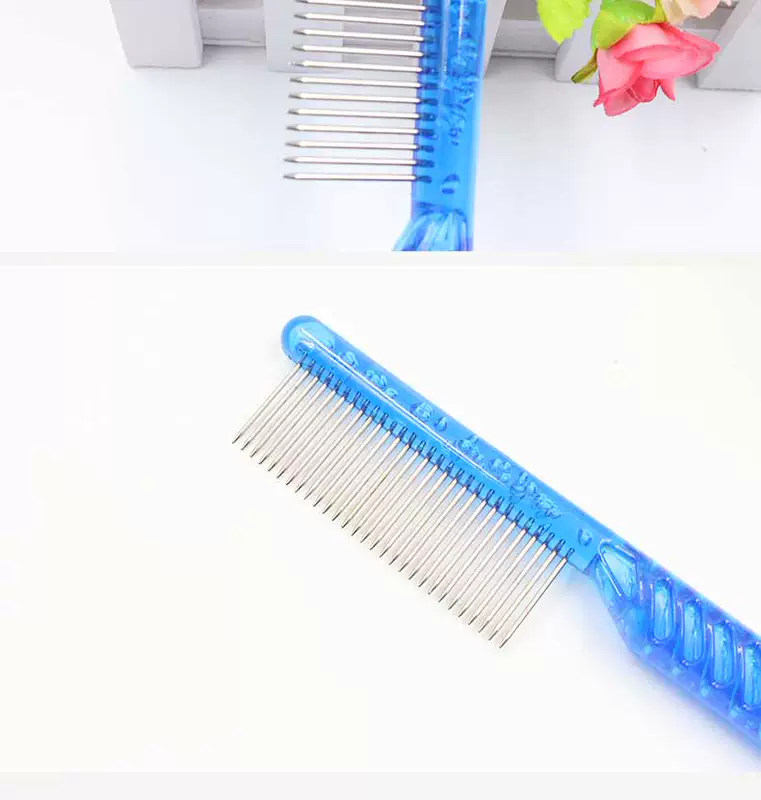 Pet dog pha lê xử lý đơn mặt dog comb single-sided thép không gỉ hàng chải mèo lược nguồn cung cấp vẻ đẹp sạch lược