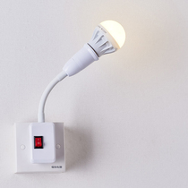 In-line LED light with Switch plug-in night light socket bedroom wall light bedside light feeding soft light night light