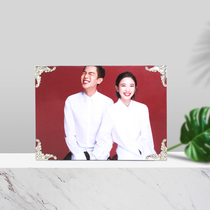 ins Simple personality boundless glass metal Shaw battle Ozark photo frame creative 7 inch wedding registration photo table