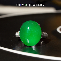 Fruit Lush Jewellery Myanmar Ice Breed Light Yang Green Full Color Emerald Egg Noodles A Cargo Ring 18k Gold Diamond Inlay Custom