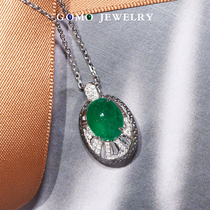 Guomao Jewelry Zambia plain emerald 18K gold pendant Diamond inlaid necklace Female design with certificate