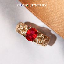 Fruit Lush Jewellery Myanmar Jedi Warrior Spinel Ring Female 18k Gold Diamond Small Fragrant Ruby Studded Customize