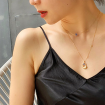 Guomao jewelry 18K gold pendant spinel necklace Clavicle chain Simple wild original design adjustable customization