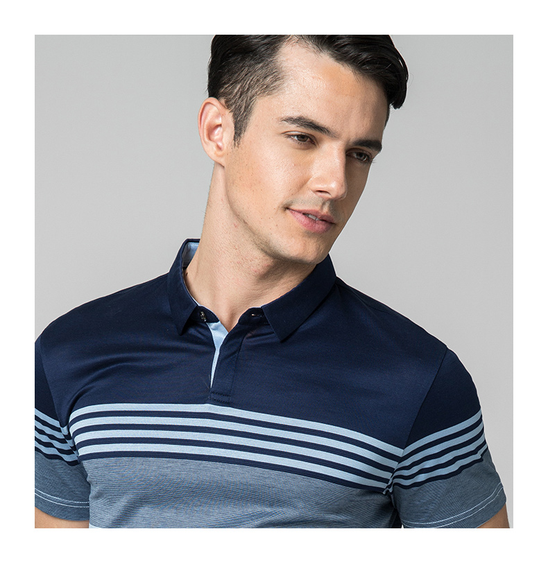 Chín động vật chăn nuôi nam ngắn tay T-Shirt mùa hè nam mosaic cotton 100% đôi lụa ve áo polo áo sơ mi nam