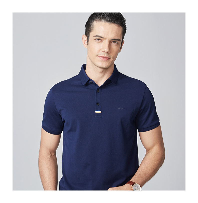 Jiu Mu Wang Nam Ngắn Tay Áo T-Shirt 2018 Mùa Hè Mới Thoải Mái Slim Thanh Niên của Nam Giới Rắn Màu Ve Áo Polo áo sơ mi