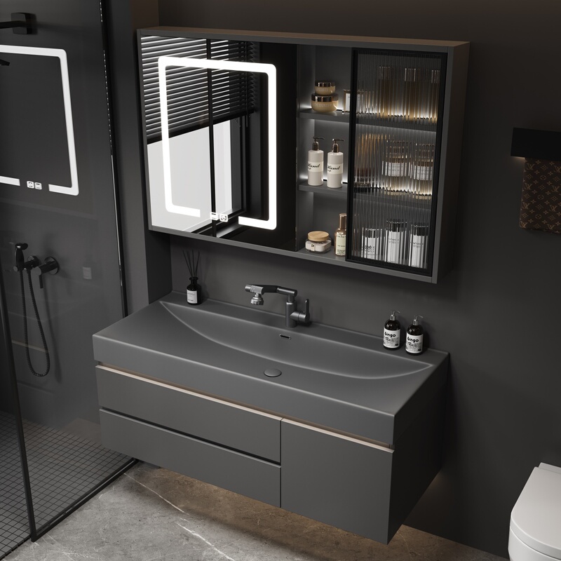 Gilt Stone Integrated Basin 2026 New Model Washbasin Bathroom Sink Vanity Mirror Cabinet Combination