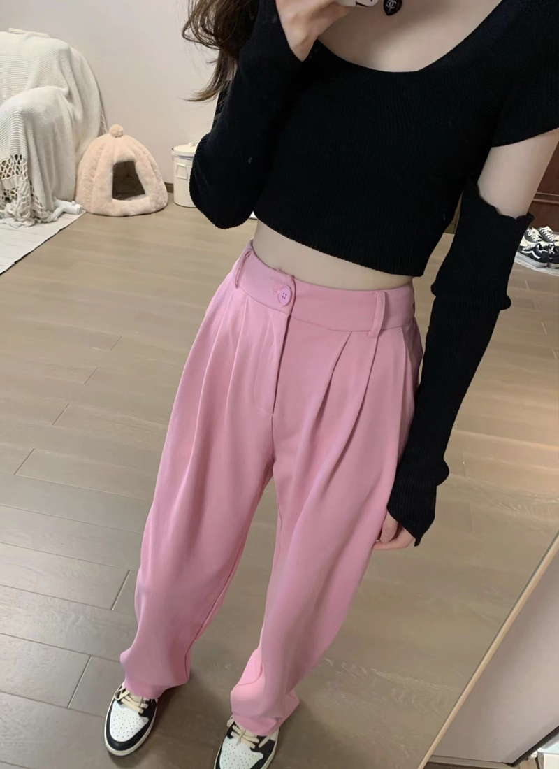 Pink Western Dress Pants High Waist Pituitary Pants Children Summer Slim Fit Slim Straight Cylinder Casual Sports Long Pants