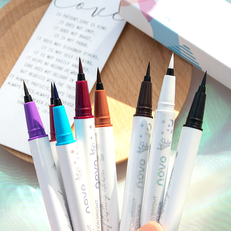 novo white eyeliner waterproof lasting non-smudge beginner color liquid eyeliner brown wine red blue